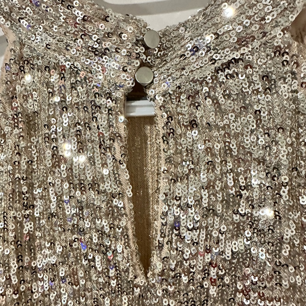 Sequined Halter Tank Top in Champagne - Picture 4 of 10